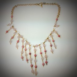 Rose Quartz, Rhodonite Swarovski Crystal Necklace