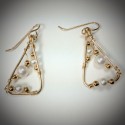 Gold Pearl Triangle Earrings - 1861
