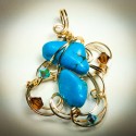 Gold Sculptured Turquoise Pendant - 2308