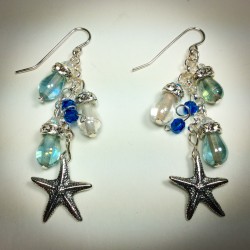 Blue and White Teardrop Starfish Earring - 2213