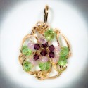Gold Sculptured Peridot and Rose Pendant - 2375