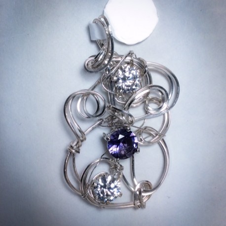 Silver Pendant and Amethyst CZ -2346
