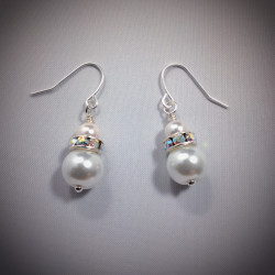 White Glass Pearl Earring -2381