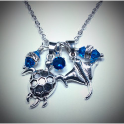 Silver Necklace with Turtle and Stingray Charms