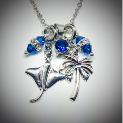 Silver Necklace with Palm Tree and Sting Ray Charm