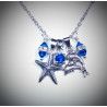 Silver Necklace with Sterling Silver Star Fish and Double Dolphin